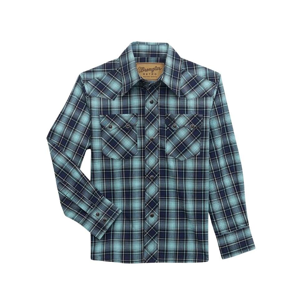 Wrangler Boy's Retro Long Sleeve Shirt - Teal