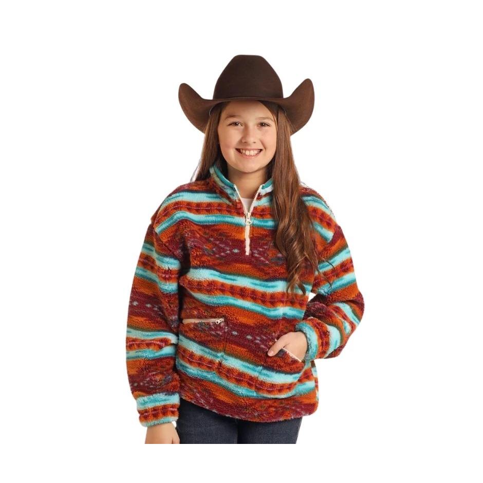 Rock & Roll Girl's Aztec Print Sherpa - Teal