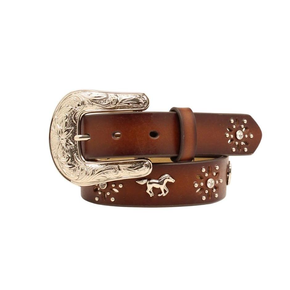 Ariat Girl's Western Belt - Brown w/Horse Conchos