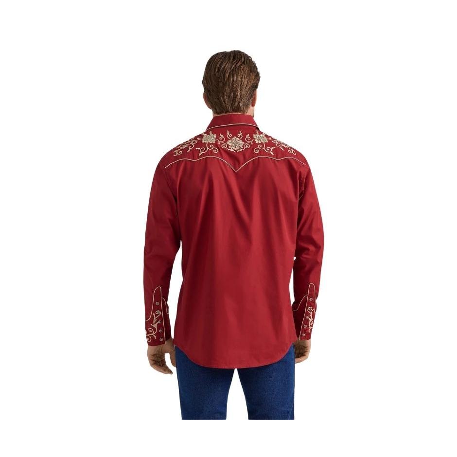 Wrangler Men's Rodeo Ben Long Sleeve Shirt - Red