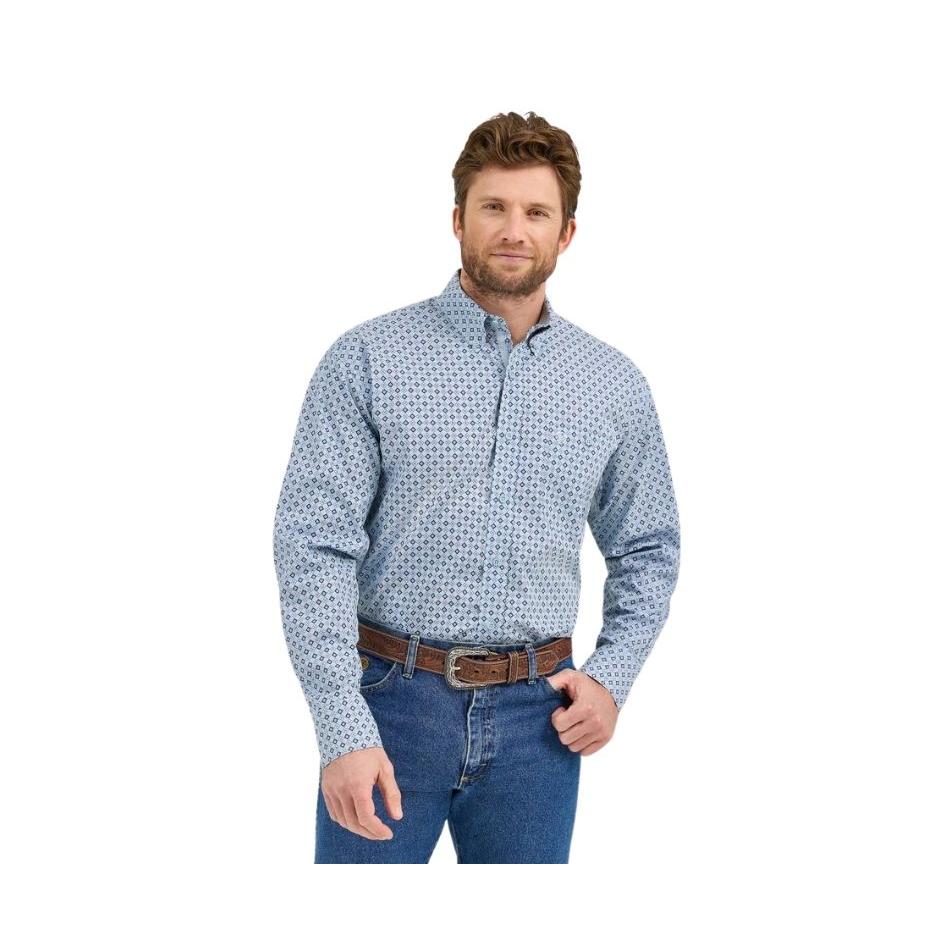 Wrangler Men's Long Sleeve George Strait One Pocket Shirt - Blue