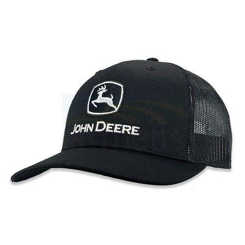 John Deere Kids & Adult Curled Cap with White Trademark Logo - Black