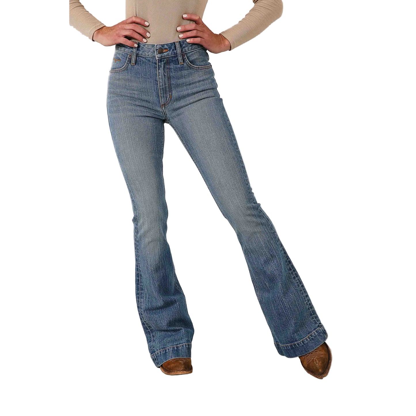 Kimes Women's Jennifer Ultra High Rise Flare Jeans - Mid Wash - Irvine Tack & Western Wear