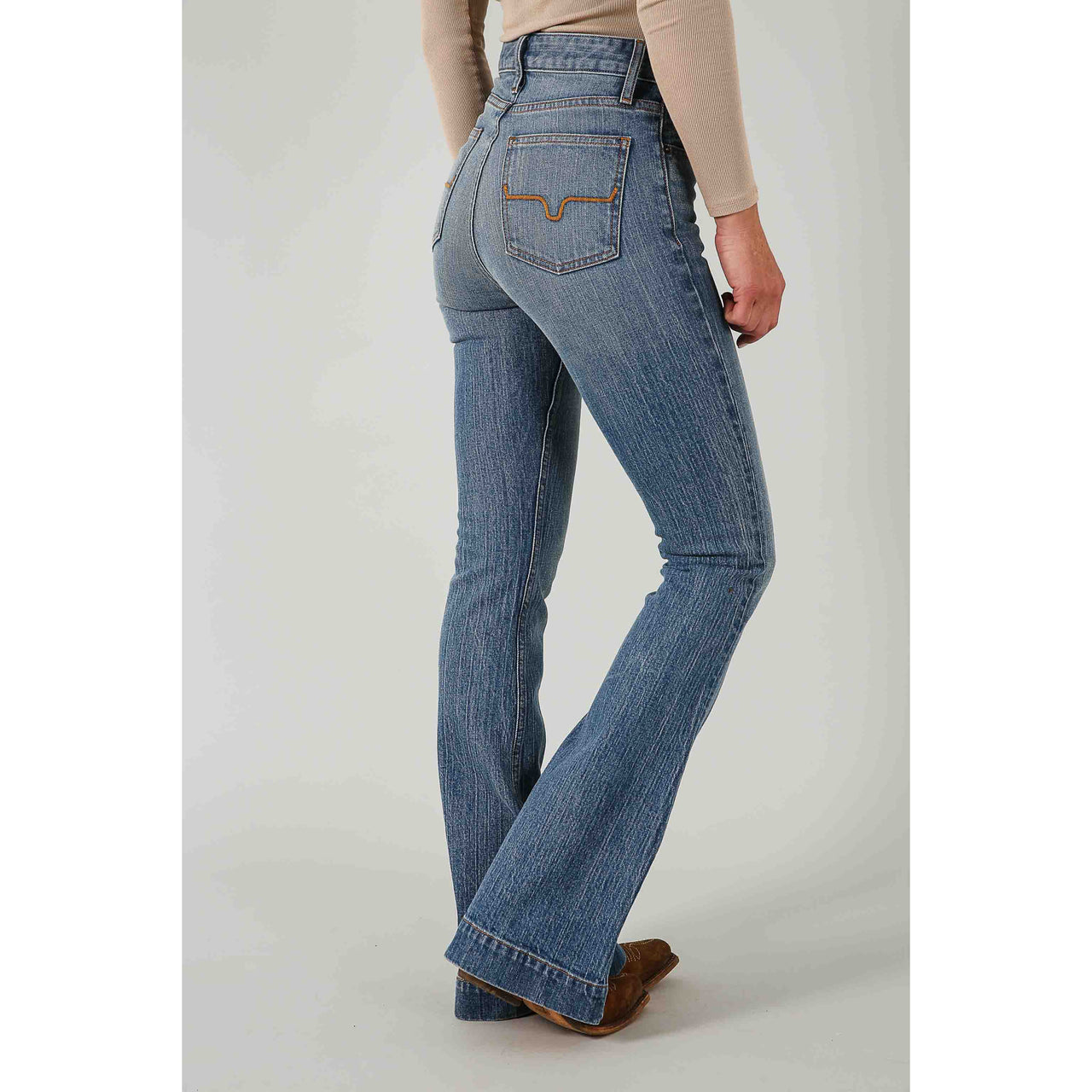 Kimes Women's Jennifer Ultra High Rise Flare Jeans - Mid Wash