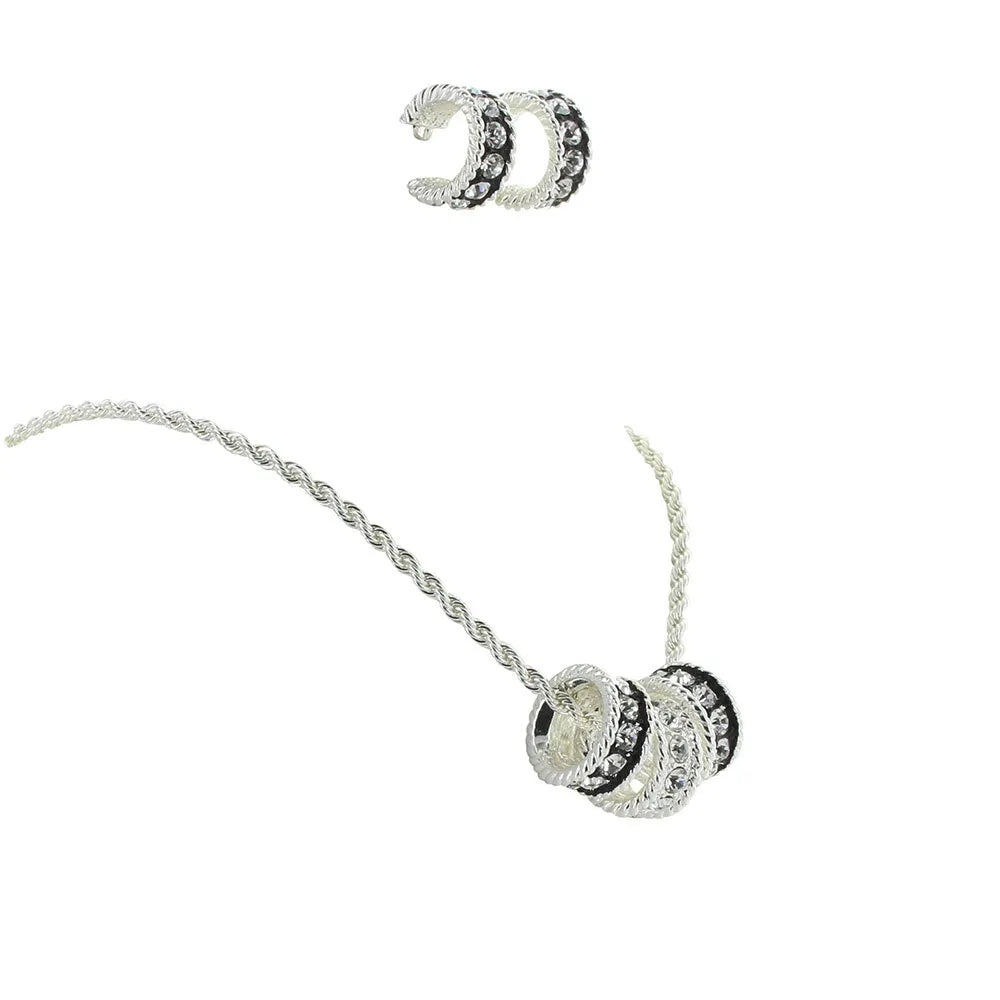 Montana Silversmith Crystal Shine Jewelry Silver & Black 3 Rings Set