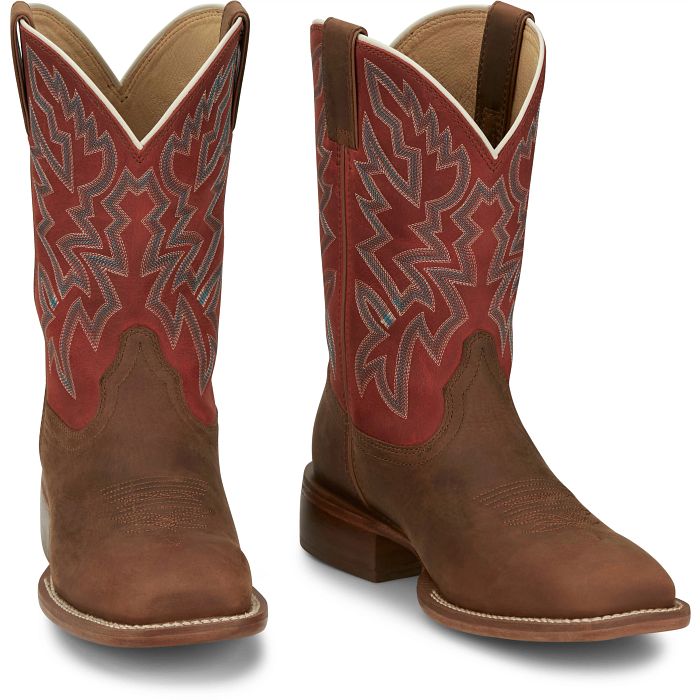Justin Men's 11" Jackpot Western Boot -Brown Cowhide