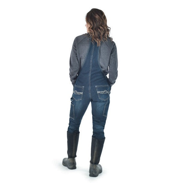 Cowgirl Tuff Women's Tuck-In Flannel Bib Overalls - DFMI Dark Wash