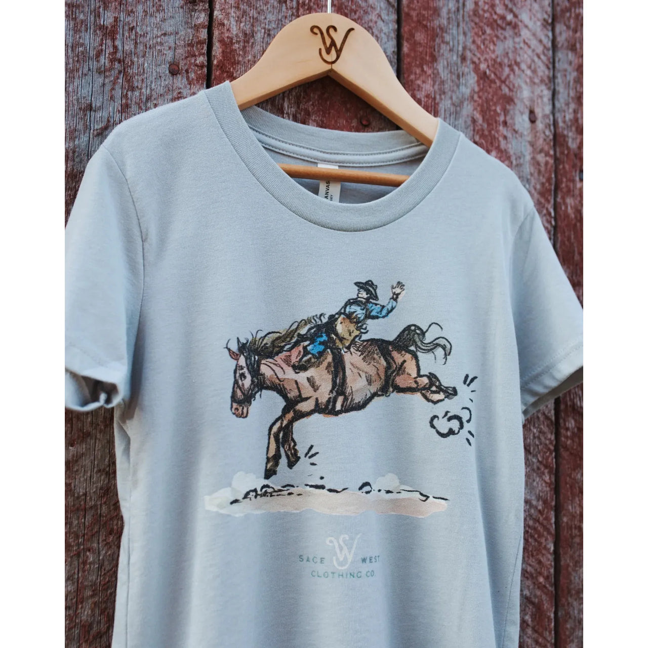 Sage West Kid's Bareback Rider Tee Shirt - Light Grey