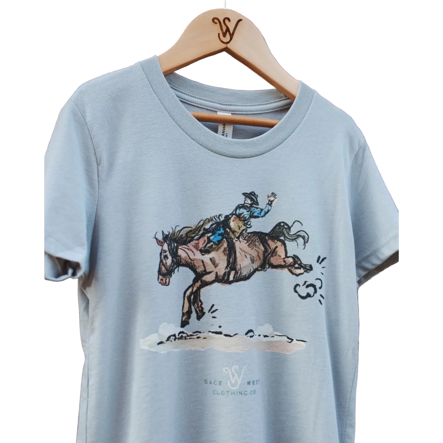 Sage West Kid's Bareback Rider Tee Shirt - Light Grey