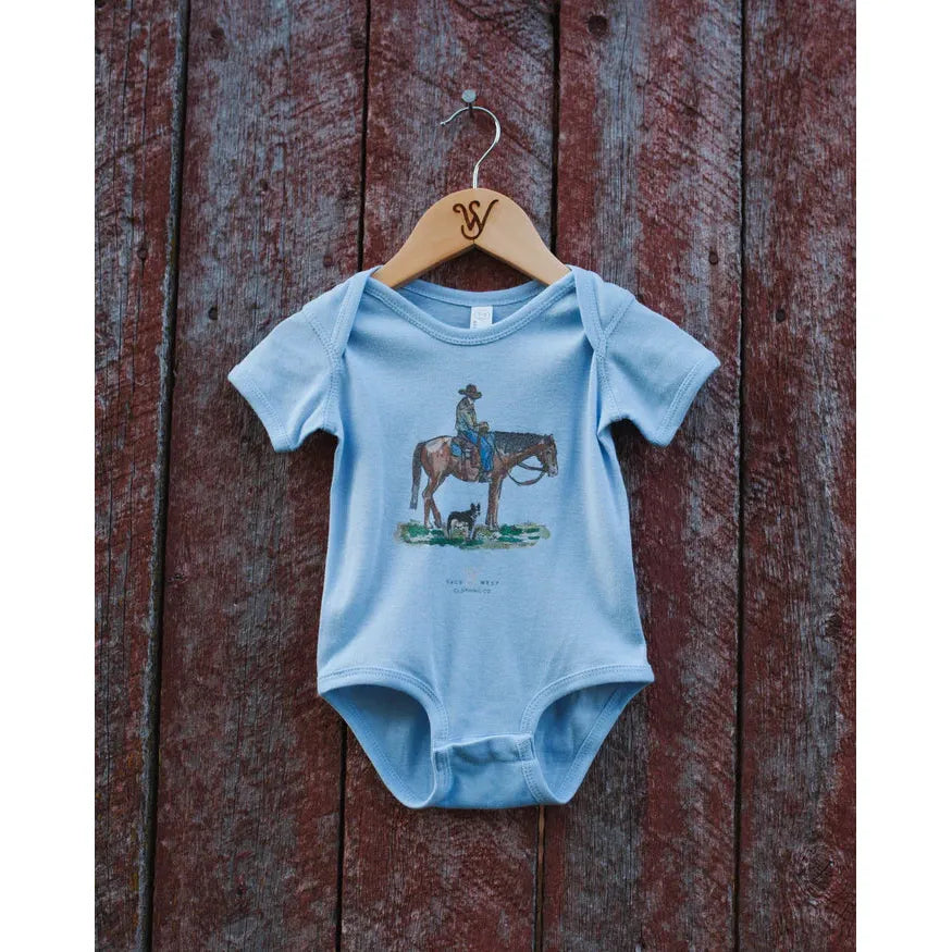 Sage West Kid's Prairie Cowboy Onesie - Light Blue