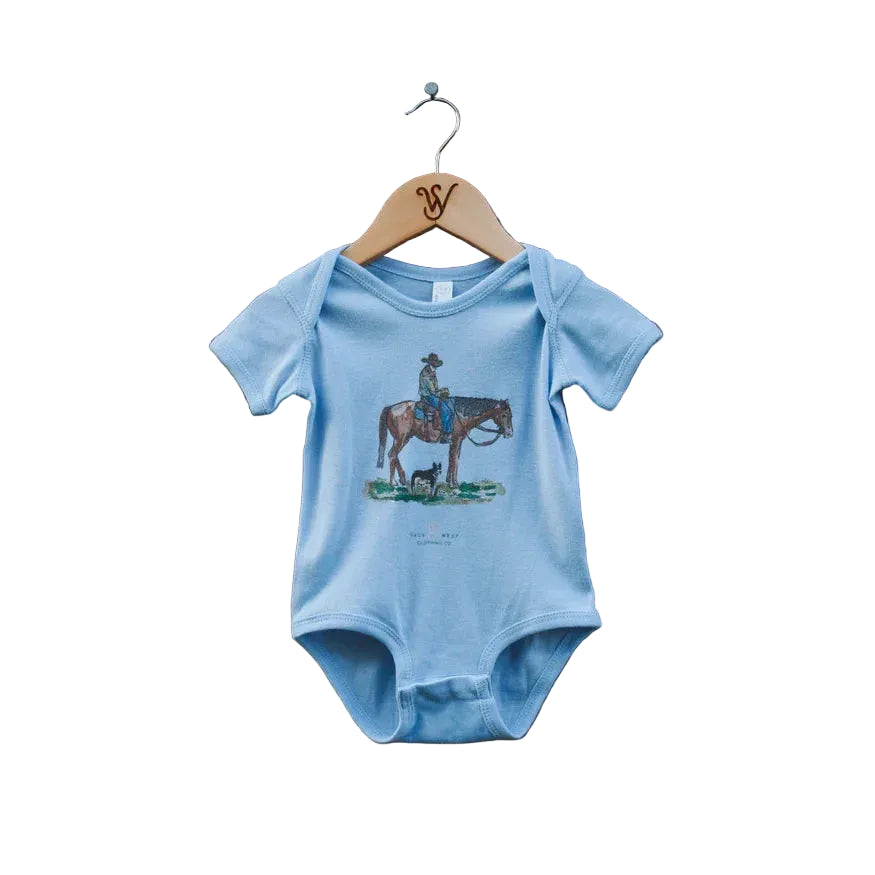Sage West Kid's Prairie Cowboy Onesie - Light Blue