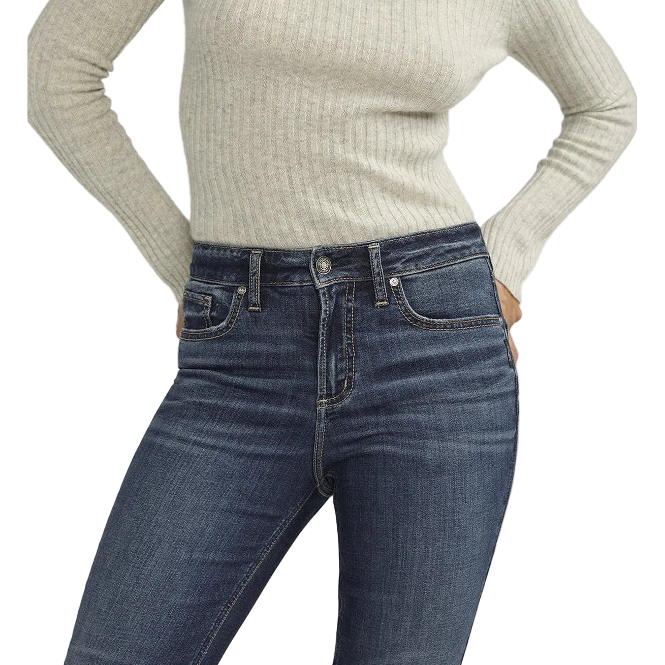Silver Women's Avery High Rise Straight Leg Jeans - Indigo