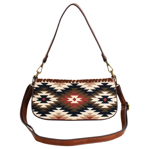 Catchfly Women's Mini Convertible Bag w/Aztec Design & Whips - Tan