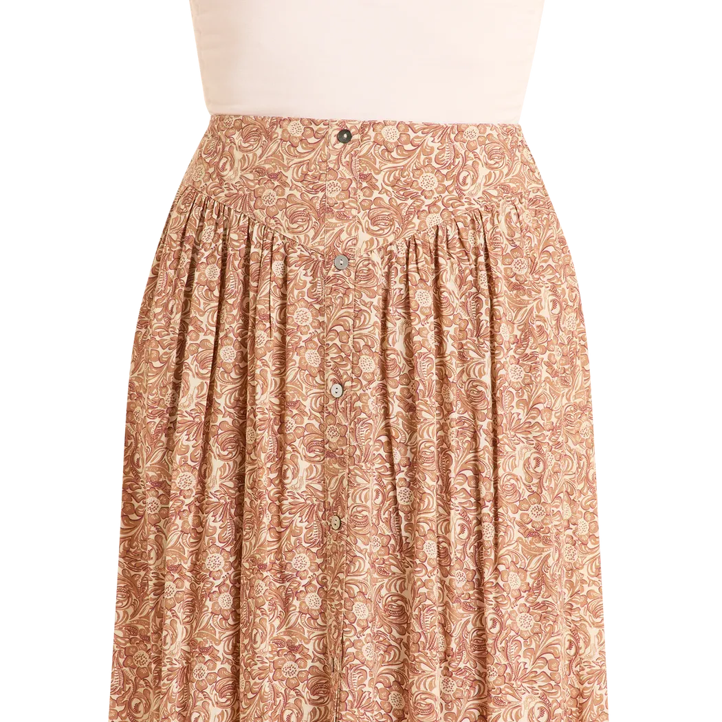 Panhandle Slim Women's Tooled Print Maxi Skirt - Tan