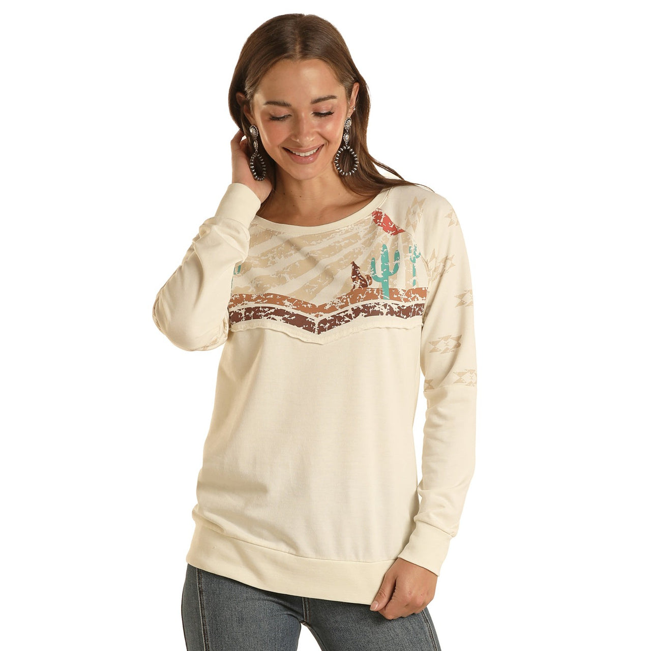 White Label Women's Desert Graphic Sweatshirt - Cream