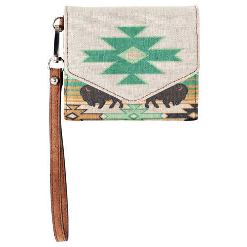 Red Dirt Hat Women's Canvas Aztec with Bison Cosmetic Case - Multicoloured