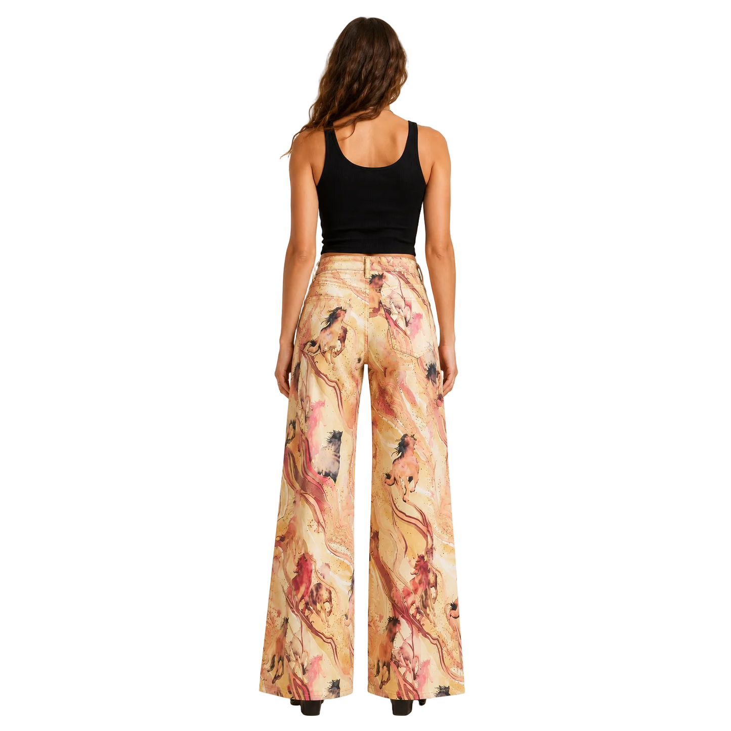 Wrangler Women's Lainey Wilson Cheeky Wide Jeans- Marbled Horse