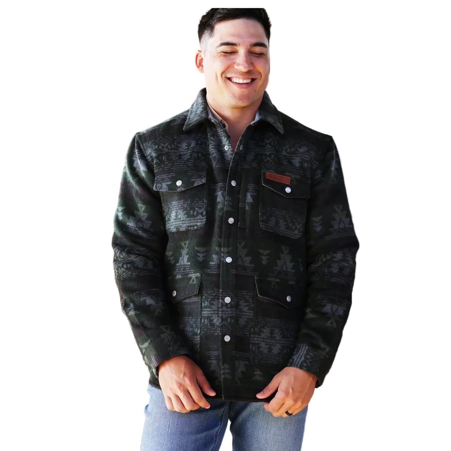 Lazy J Men's Long Sleeve Aztec Print Jacket - Green