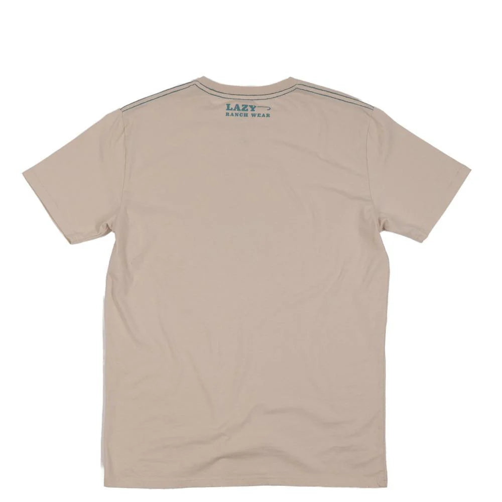 Lazy J Men's Short Sleeve Retro Stockman Tee Shirt- Natural