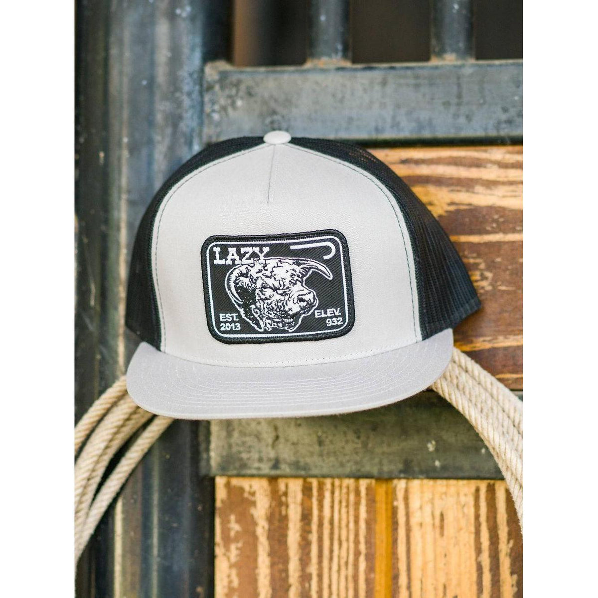Lazy J Ranch Silver Grey & Black Elevation Classic Five Panel Trucker Hat