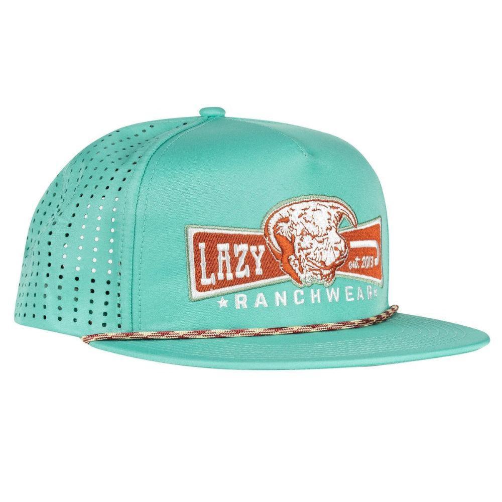 Lazy J Ranch Diamond Banner Performance Rope Trucker Hat- Teal