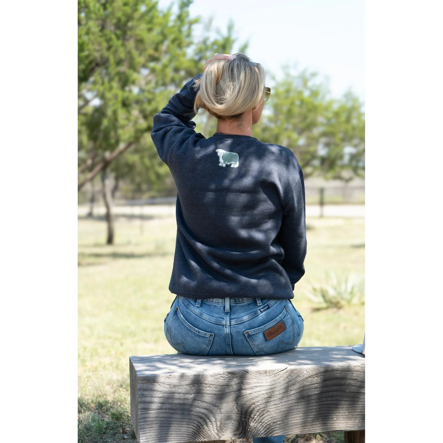 Lazy J Unisex Long Sleeve Sweatshirt- Navy