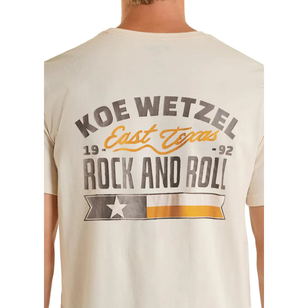 Rock & Roll Men's Koe Wetzel East Texas Graphic Tee Shirt - Cream