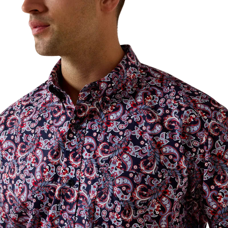 Ariat Men's Bennie Classic Fit Short Sleeve Shirt - Evening Blue Paisley Print