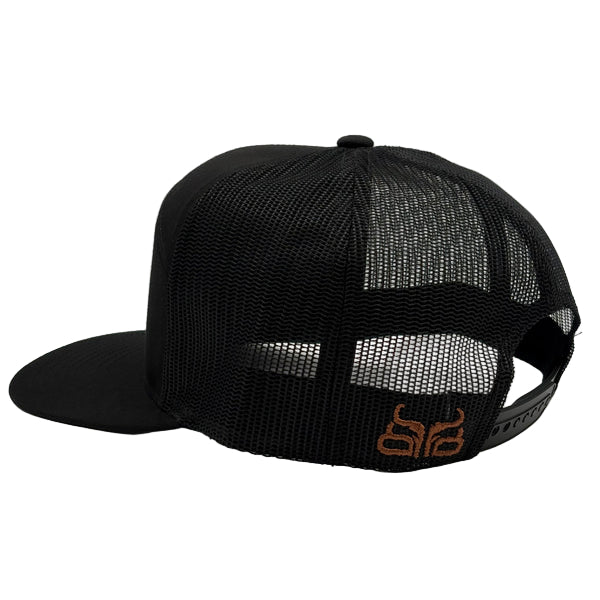Baredown Brand The Hideout 7 Panel Flat Cap - Black