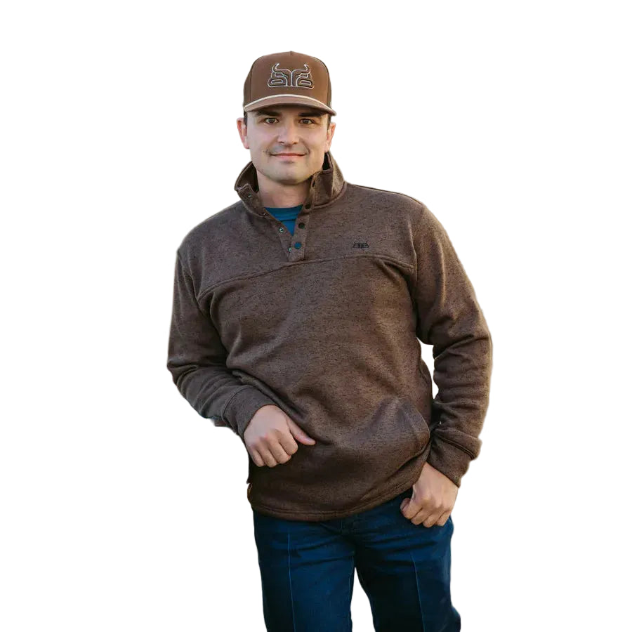 Baredown Brand Men's Summit Long Sleeve 1/4 Snap Pullover - Brown