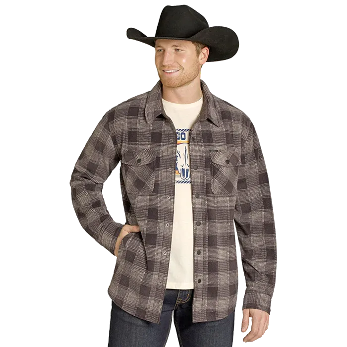 Rock & Roll Men's Plaid Fleece Shacket - Brown