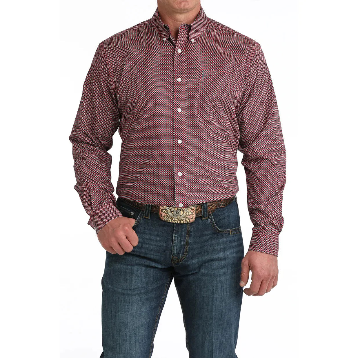 Cinch Men's Long Sleeve Print Modern Fit Shirt - Pink - Irvine Tack & Western Wear