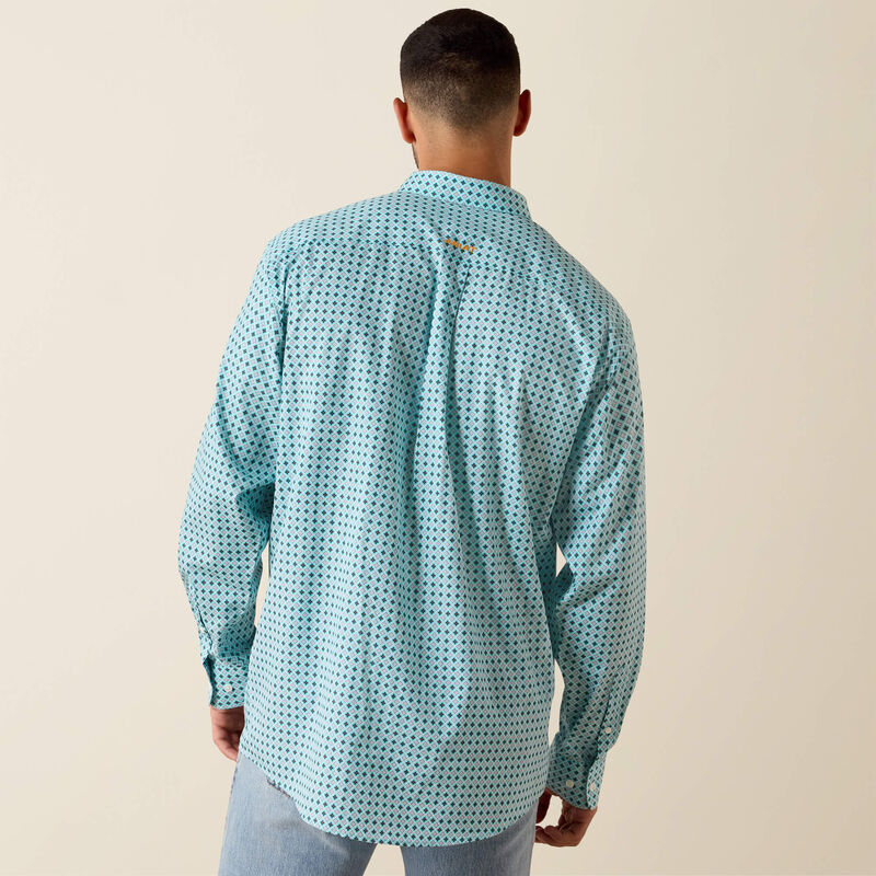 Ariat Men's WF Andy Geo Print Long Sleeve Shirt - Angel Blue - Irvine Tack & Western Wear