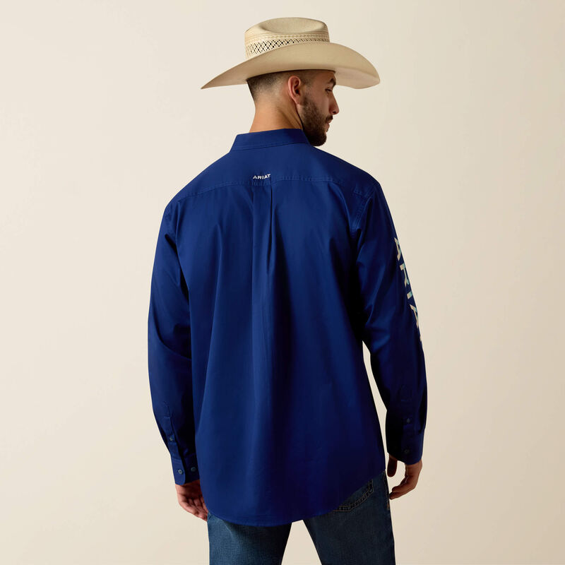 Ariat Men's Team Logo Twill Long Sleeve Fitted Shirt - Blue/White