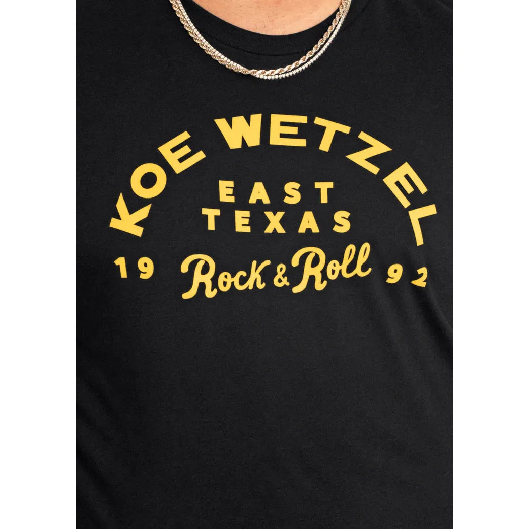 Rock & Roll Men's Koe Wetzel East Texas Rock & Roll Short Sleeve Tee Shirt - Black