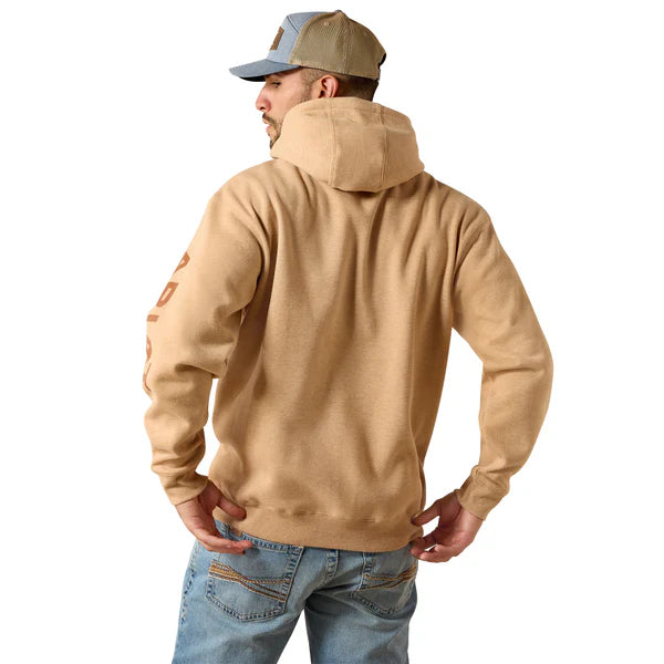 Ariat Men's Logo Long Sleeve Hoodie - Tan Heather