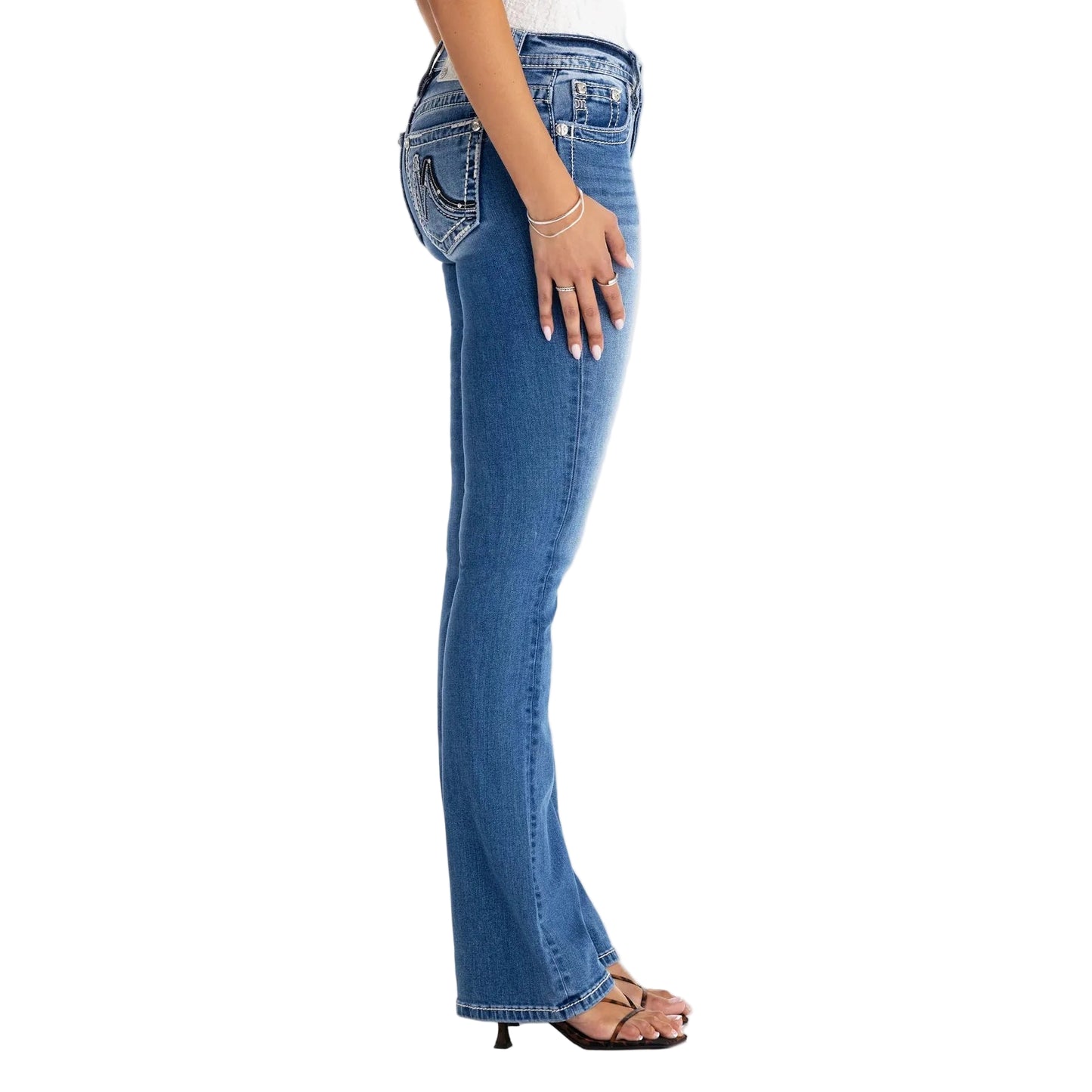 Miss Me Women's Mid Rise Maddox Boot Cut Jeans - Medium Wash