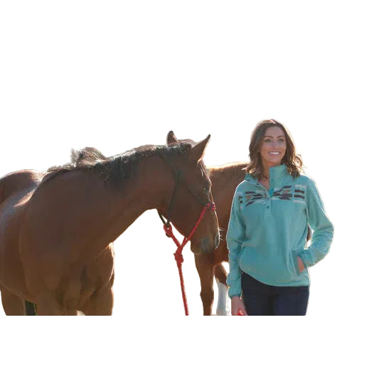 Cinch Women's Long Sleeve Polar Fleece Pullover- Turquoise