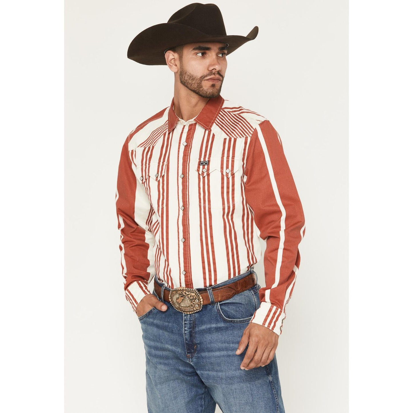 Kimes Men's Long Sleeve Bandit Striped Dress Shirt - Multiple Colours