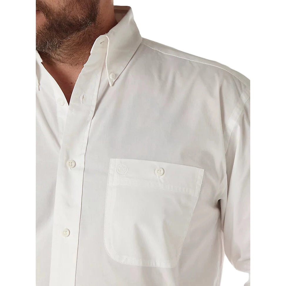Wrangler Men's George Strait Long Sleeve Button-Down Solid Shirt - White