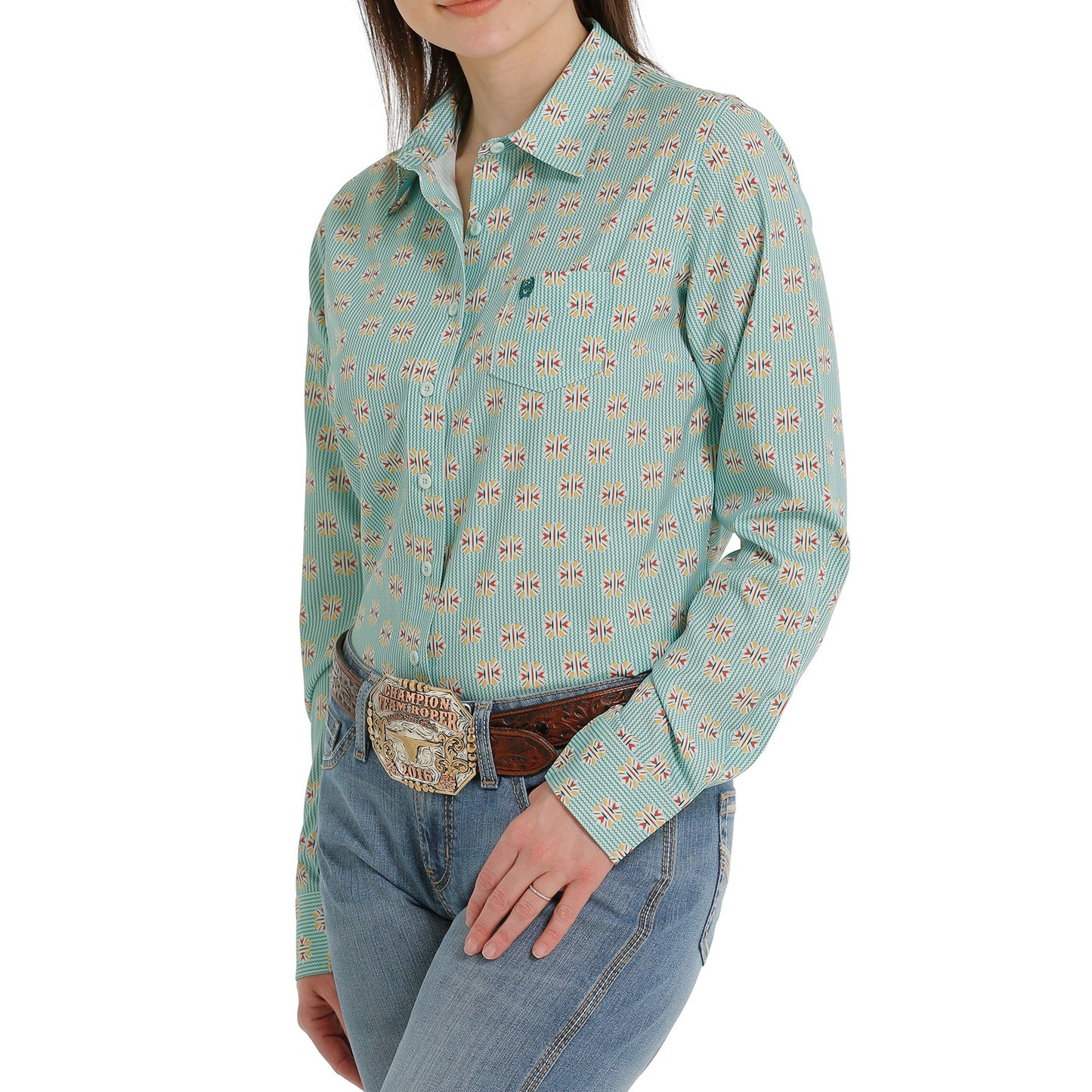 Cinch Women's LS Arenaflex Shirt - Green