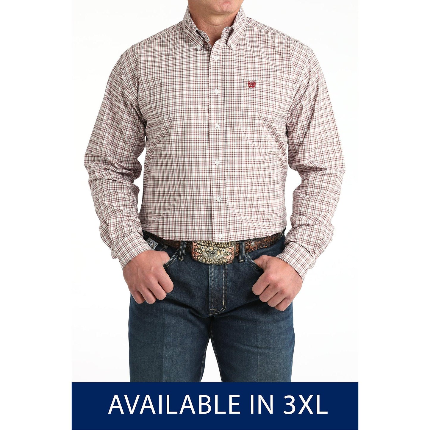 Cinch Men's Long Sleeve Striped Shirt - White