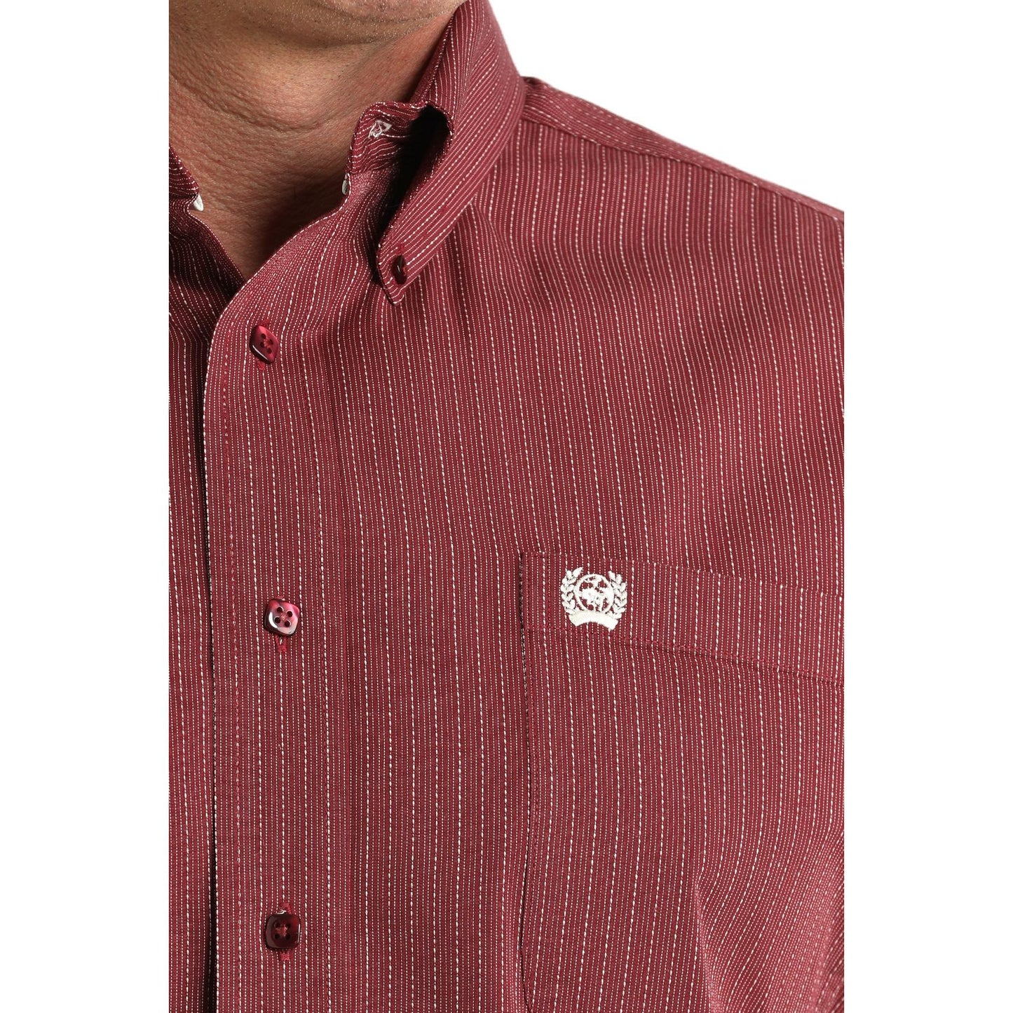 Cinch Men's Long Sleeve Stripe Shirt - Burgundy - Irvine Tack & Western Wear