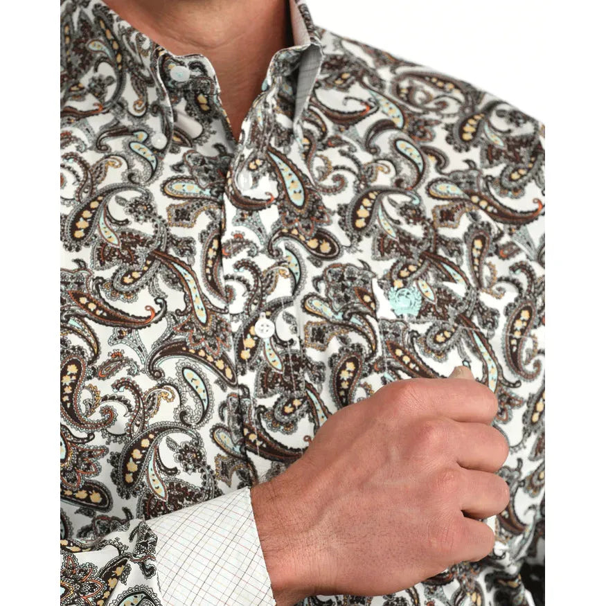 Cinch Men's Long Sleeve Western Shirt - White