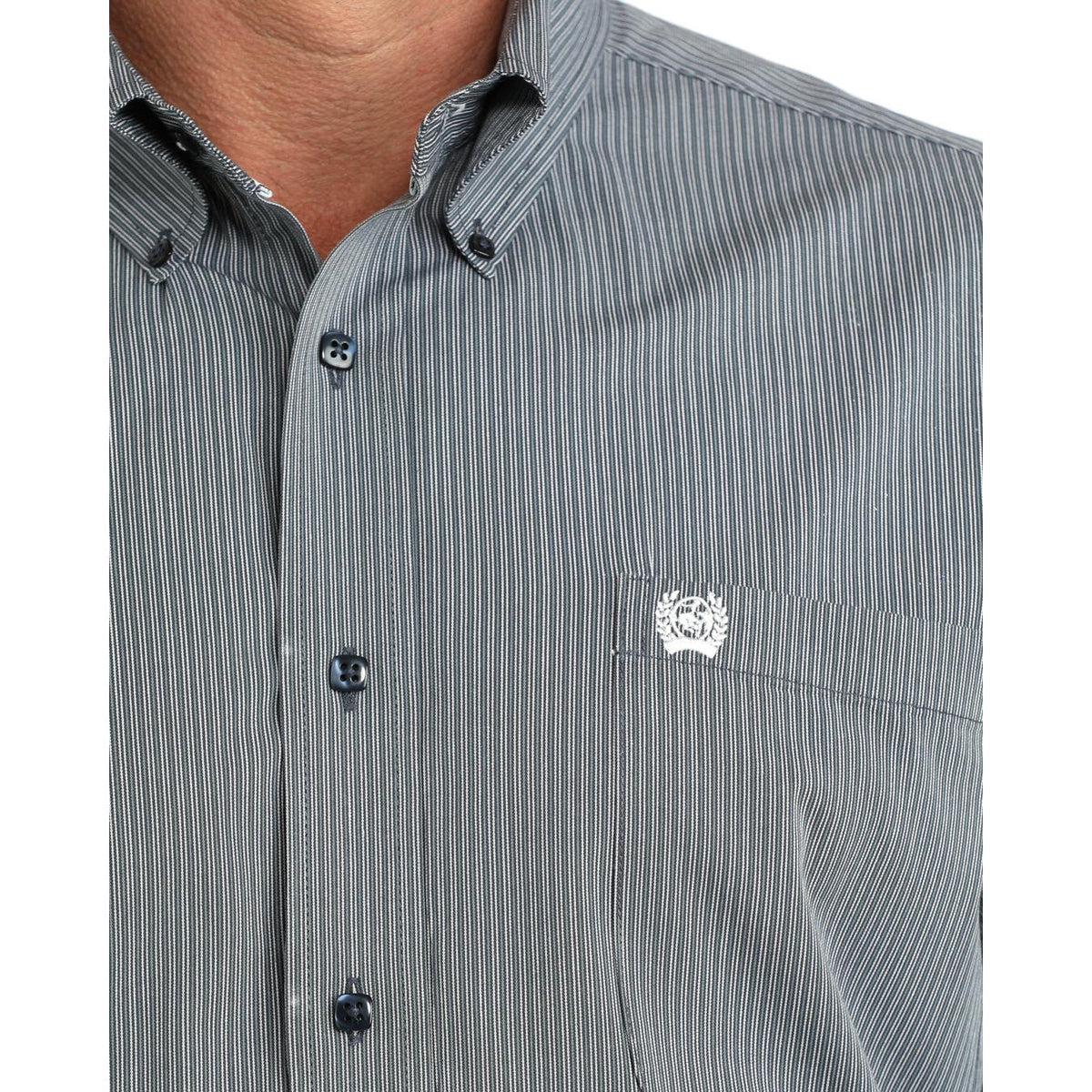 Cinch Men's Long Sleeve Stretch Stripe Western Shirt - Navy