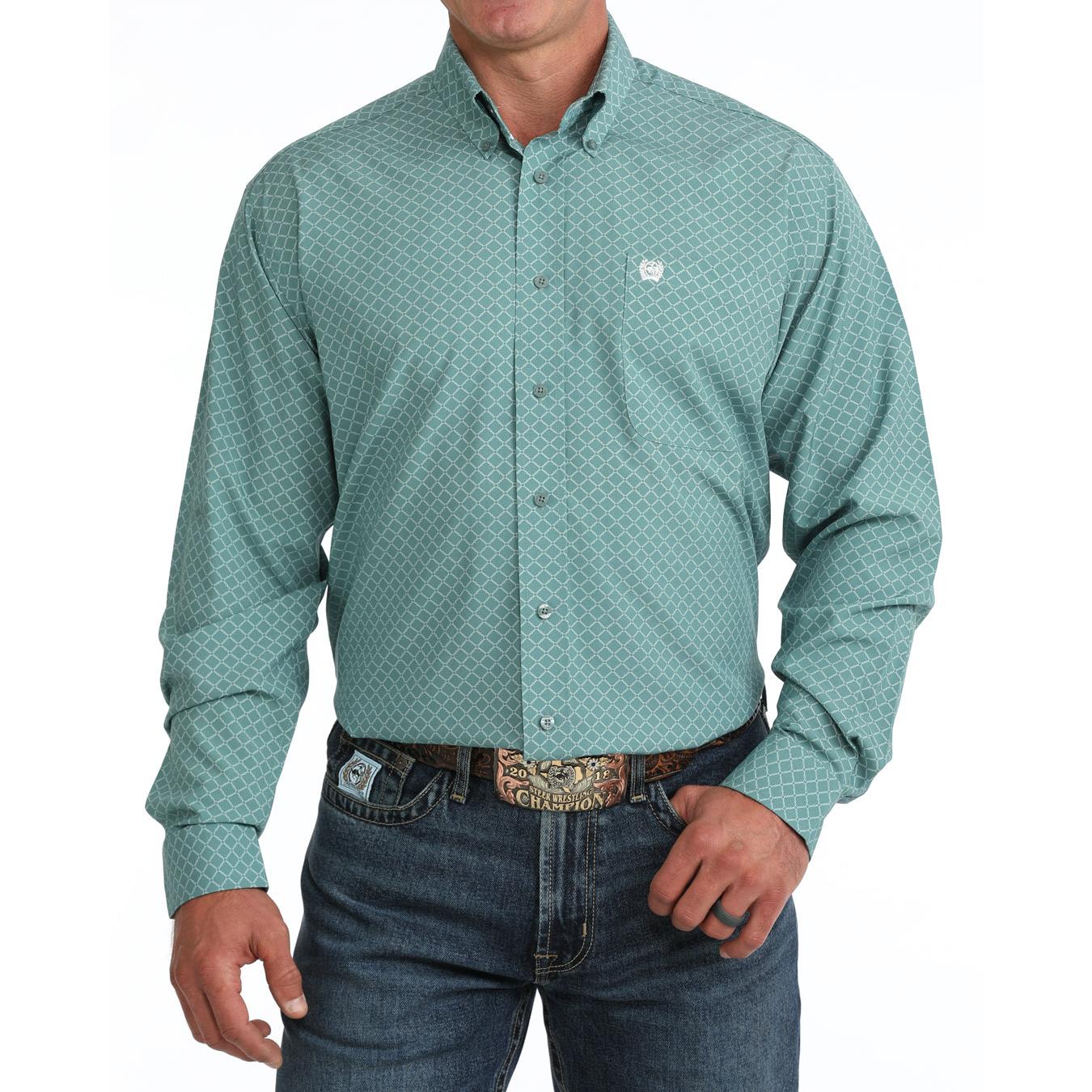 Cinch Men's Long Sleeve Print Arenaflex Shirt - Blue
