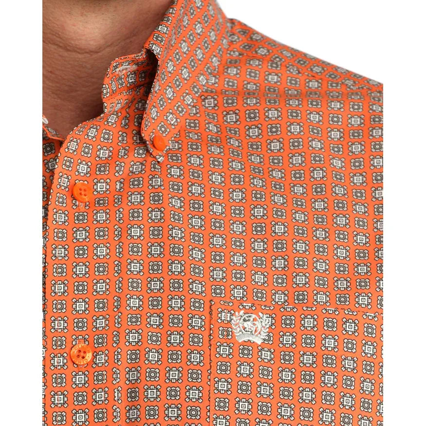 Cinch Men's Short Sleeve Western Shirt - Orange