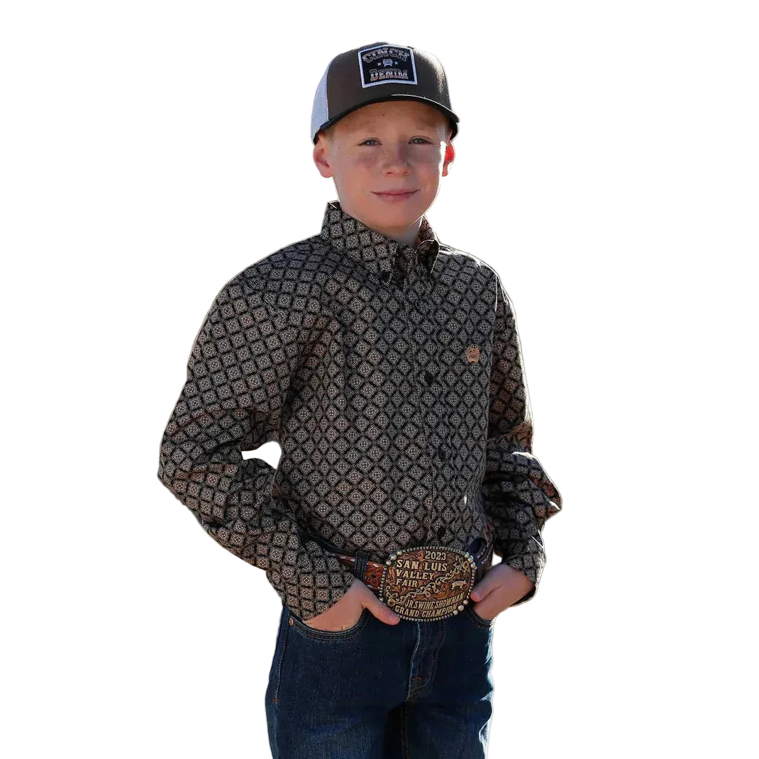 Cinch Boy's Long Sleeve Geometric Printed Western Shirt