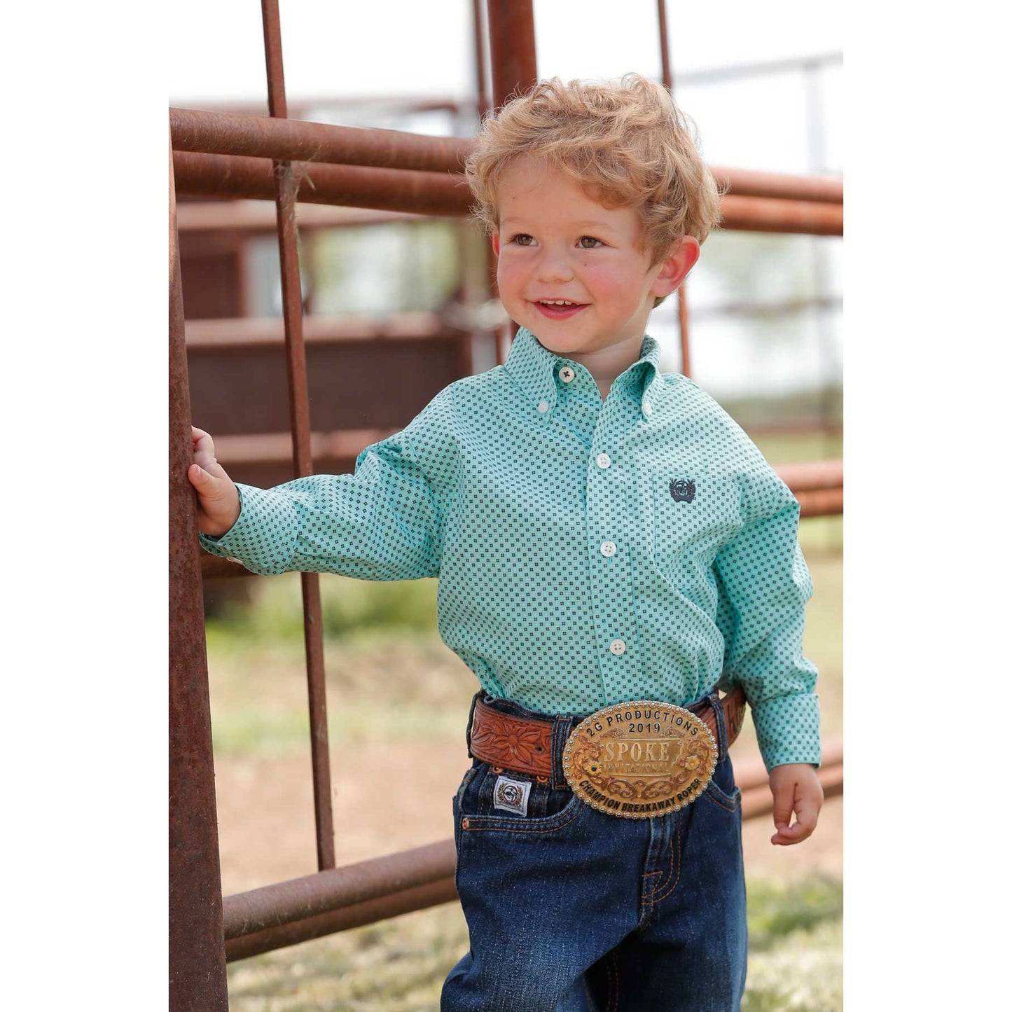 Cinch Boy's Long Sleeve Shirt - Light Blue