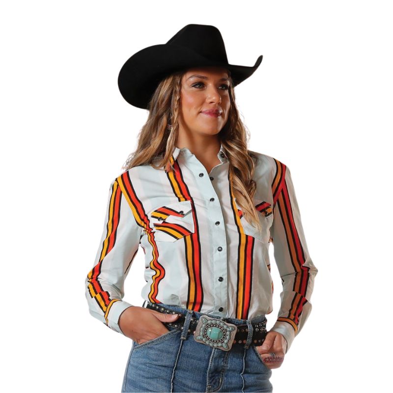 Cinch Women's Long Sleeve Striped Shirt- Multi